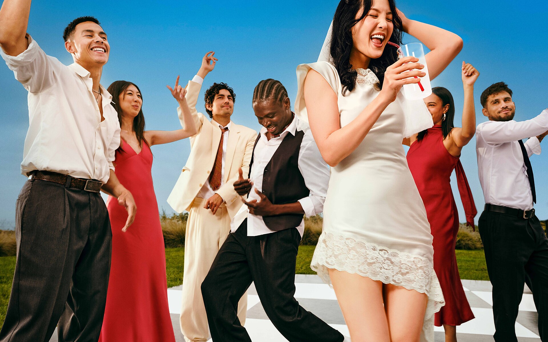 Wedding party in the Liquid I.V. and Ring Pop campaign The Wedding